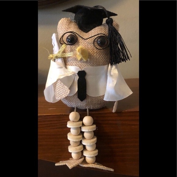 Graduate Owl Shelf Sitter with White Robe NEW NWT - Picture 2 of 2